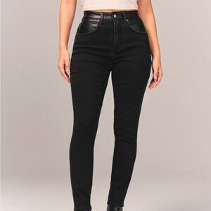 Abercrombie & Fitch | Curve Love Super Skinny Ankle High Rise Jeans Leather Trim